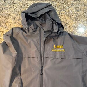 Port Authority Gray Raincoat with Yellow Logo